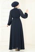 Evening Dress 5666EDF311-MS Navy Blue - Thumbnail