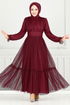 Evening Dress 5684END900-M Burgundy - Thumbnail