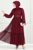 Evening Dress 5684END900-M Burgundy - Thumbnail