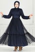 Evening Dress 5684END900-M Navy Blue - Thumbnail