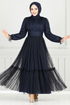 Evening Dress 5684END900-M Navy Blue - Thumbnail