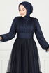 Evening Dress 5684END900-M Navy Blue - Thumbnail