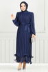 Evening Dress 5689END900-M Navy Blue - Thumbnail