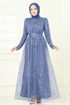 Evening Dress 5699EDF311-MS Indigo - Thumbnail