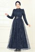 Evening Dress 5699EDF311-MS Navy Blue - Thumbnail