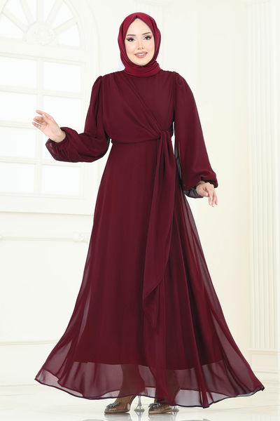 B.İ.S.S.K. - Evening Dress 6226BSK463-MS Burgundy - 370560