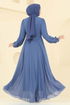 Evening Dress 6238BSK463-MS Indigo - Thumbnail