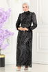 Evening Dress 6539YG95-MS Black & Silver - Thumbnail
