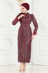 Evening Dress 6539YG95-MS Burgundy - Thumbnail