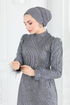 فستان سهرة رمادي 6539YG95-MS - Thumbnail