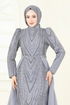فستان سهرة رمادي 6632YG95-MS - Thumbnail