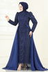 Evening Dress 6632YG95-MS Navy Blue - Thumbnail