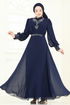 Evening Dress 7084ABK1075-MS Navy Blue - Thumbnail