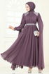 Evening Dress 7101AB368-MS Dark Lilac - Thumbnail