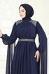 Evening Dress 7101AB368-MS Navy Blue - Thumbnail