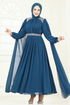 Evening Dress 7101AB368-MS Petroleum - Thumbnail