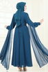 Evening Dress 7101AB368-MS Petroleum - Thumbnail