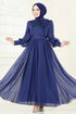 Evening Dress 8000AB368-MS Navy Blue - Thumbnail