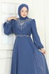 Evening Dress 8010AB368-MS Indigo - Thumbnail