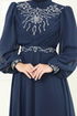 Evening Dress 8010AB368-MS Navy Blue - Thumbnail