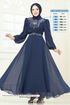 Evening Dress 8010AB368-MS Navy Blue - Thumbnail