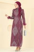 Evening Dress 8017YG95-MS Burgundy - Thumbnail