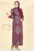 Evening Dress 8017YG95-MS Burgundy - Thumbnail