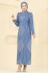 Evening Dress 8017YG95-MS Indigo - Thumbnail