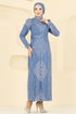 Evening Dress 8017YG95-MS Indigo - Thumbnail