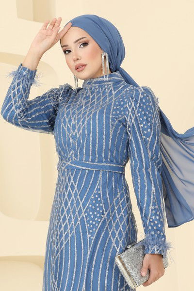 Y.G.S. - فستان سهرة ازرق 8017YG95-MS