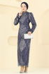 Evening Dress 8017YG95-MS Navy Blue - Thumbnail