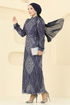 Evening Dress 8017YG95-MS Navy Blue - Thumbnail