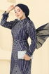Evening Dress 8017YG95-MS Navy Blue - Thumbnail