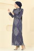 Evening Dress 8017YG95-MS Navy Blue - Thumbnail