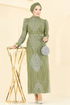 Evening Dress 8017YG95-MS Oil Green - Thumbnail