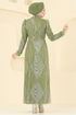 Evening Dress 8017YG95-MS Oil Green - Thumbnail