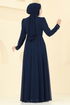 Evening Dress 8019AB368-MS Navy Blue - Thumbnail