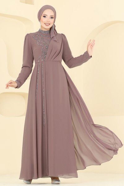 A.B. - فستان سهرة بيج وردي 8019AB368-MS