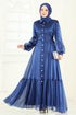 Evening Dress 8038AB368-MS Navy Blue - Thumbnail
