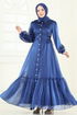 Evening Dress 8038AB368-MS Navy Blue - Thumbnail