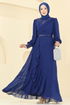 Evening Dress 8088AB368-MS Navy Blue - Thumbnail