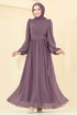 Evening Dress 8110AB368-MS Dark Lilac - Thumbnail