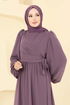 Evening Dress 8110AB368-MS Dark Lilac - Thumbnail