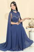 Evening Dress 8112AB368-MS Navy Blue - Thumbnail