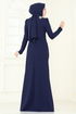 Evening Dress ASM2810-MS Navy Blue - Thumbnail
