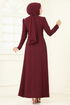 Evening Dress ASM2812-MS Burgundy - Thumbnail