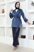 Evening dress Combine ASM2688 Navy blue - Thumbnail