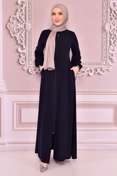 ÖZL - Fermuarlı Ferace Lacivert ÖZL8180