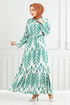 Feuille À Motifs Hijab Robe Numéro de pièce 827OZR1047-M Menthe - Thumbnail