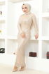 Flake Sequin Evening dress END5544 Beige - Thumbnail